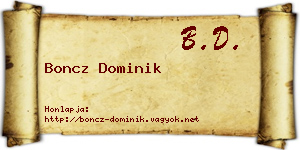Boncz Dominik névjegykártya